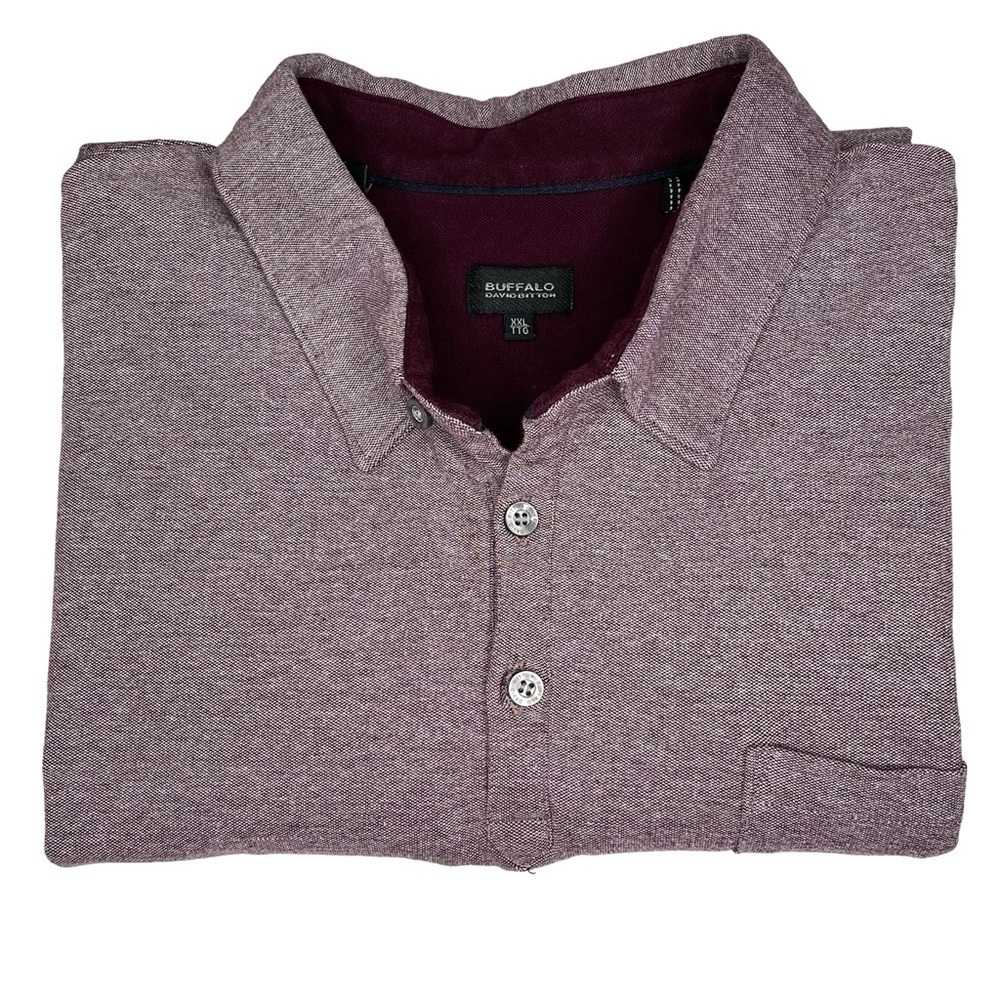 BUFFALO David Bitton Short Sleeve Light Purple Pique Polo Shirt Men's Size XXL